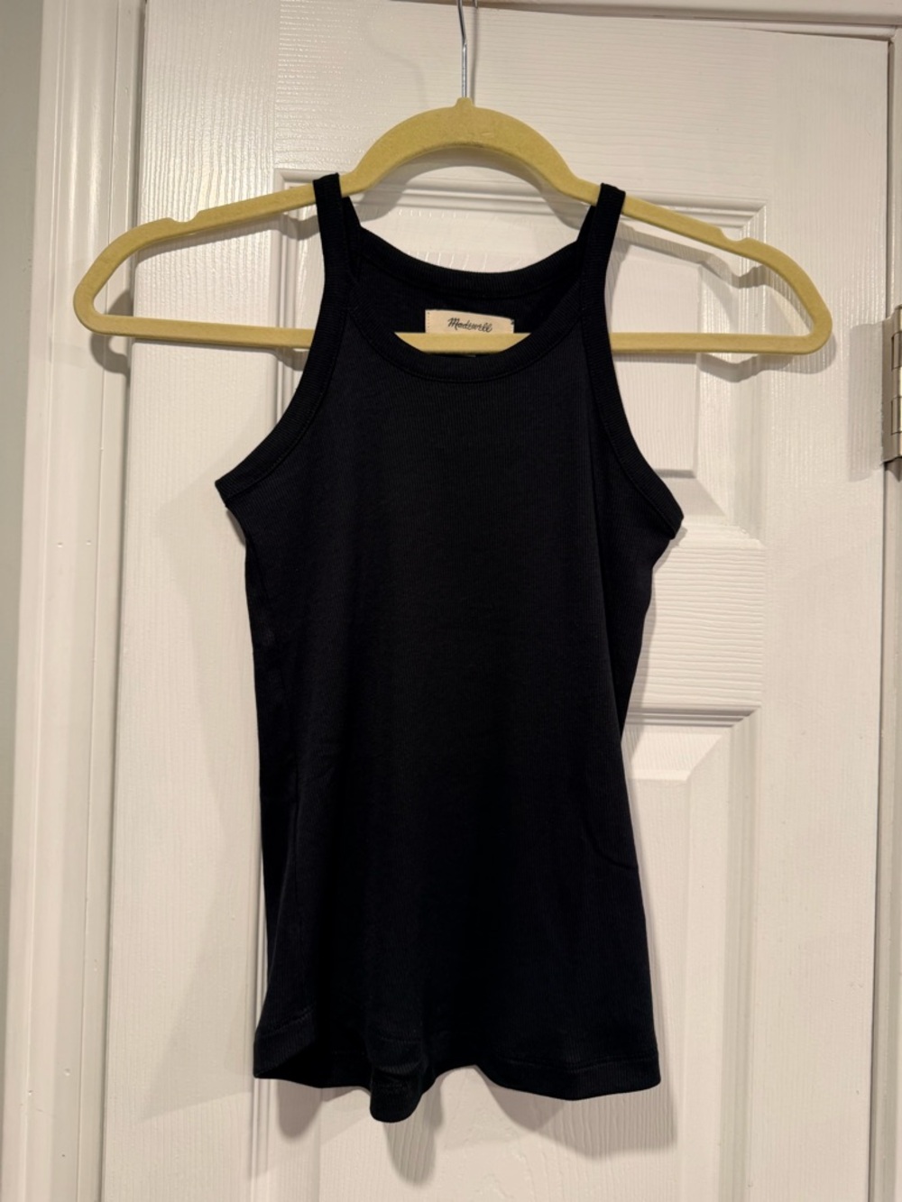 NWOT Madewell Size XXS Black Thin Strap Ribbed Supima Racerback Tank Top